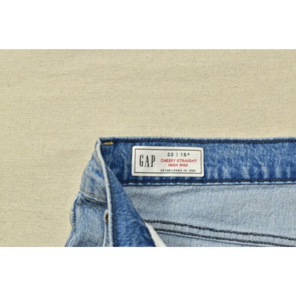 GAP Cheeky Straight High Rise Jeans Women's Regular Size 33 Distressed Cotton - Picture 5 of 8